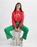 Go Outside Printed Magenta Crop Hoodie