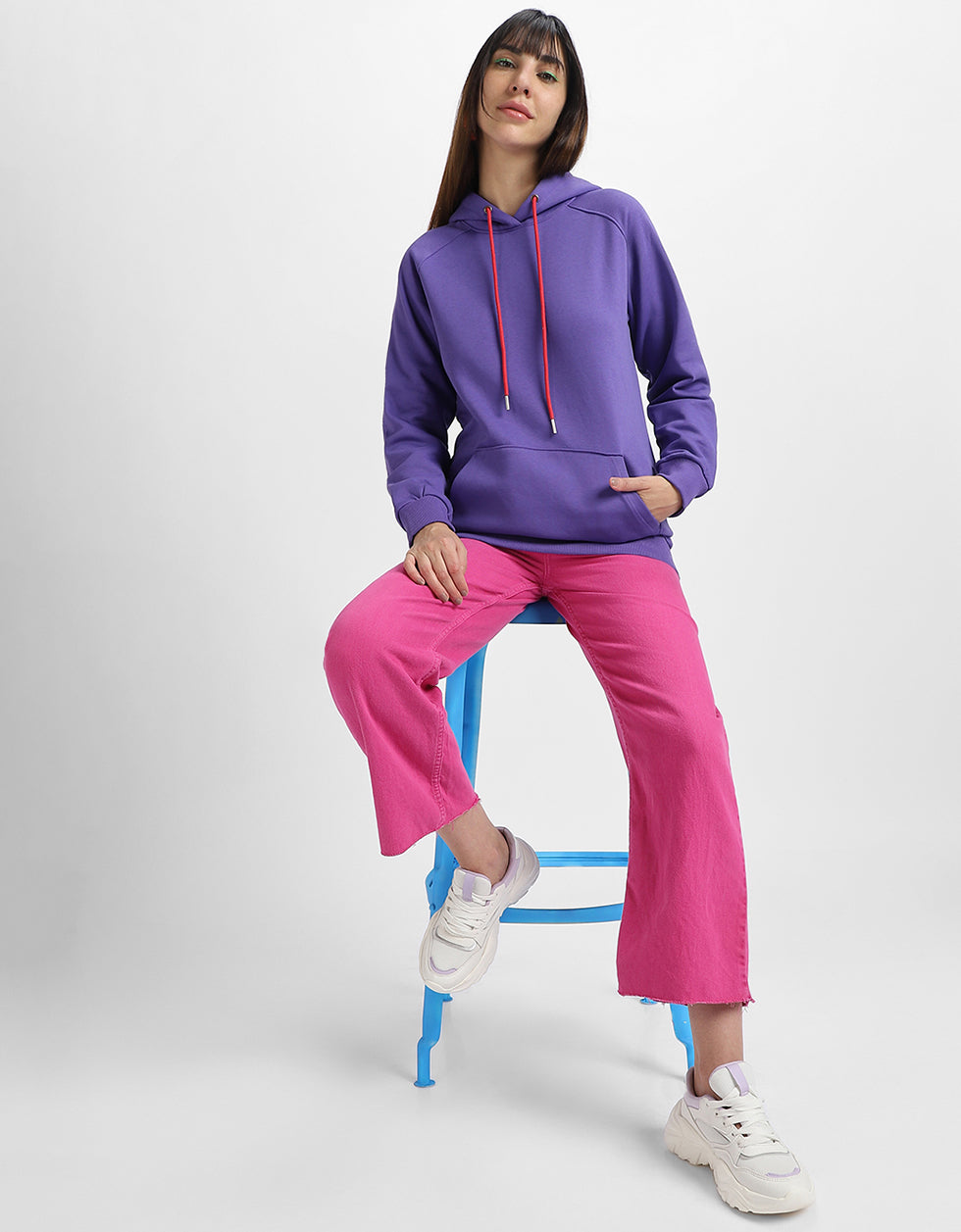 Plain Purple Regular Fit Hoodie
