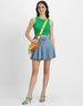Green Plain Round Neck Cropped Tank Top