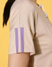 Beige Placement Printed V-Neck Crop Top With Trouser Co-Ords Set