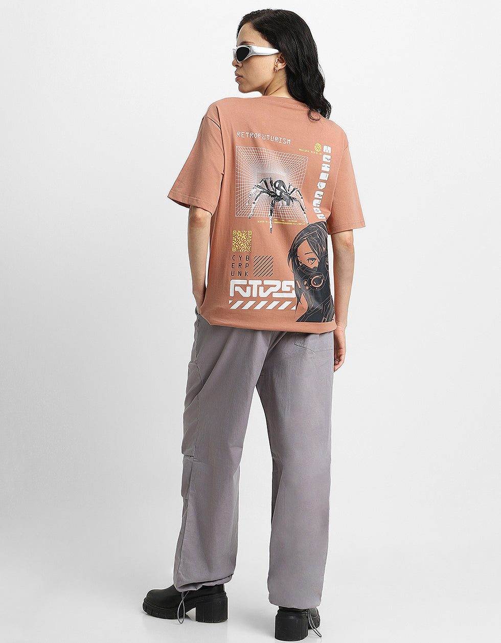 Retro Brown Oversized Graphic T-Shirt