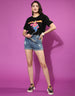 Captain Marvel Black Graphic Print  Crop Top