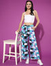 White Strappy Crop top With Floral Printed Palazzo Co-Ords Set