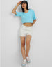 Love Hope Peace Blue Graphic Printed Crop-Top