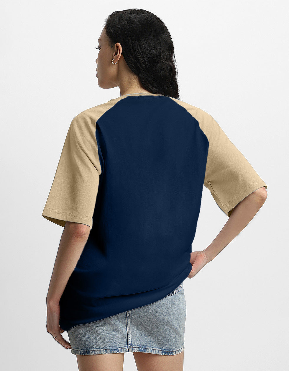 Trouble Maker Navy Blue Oversized Graphic T-Shirt