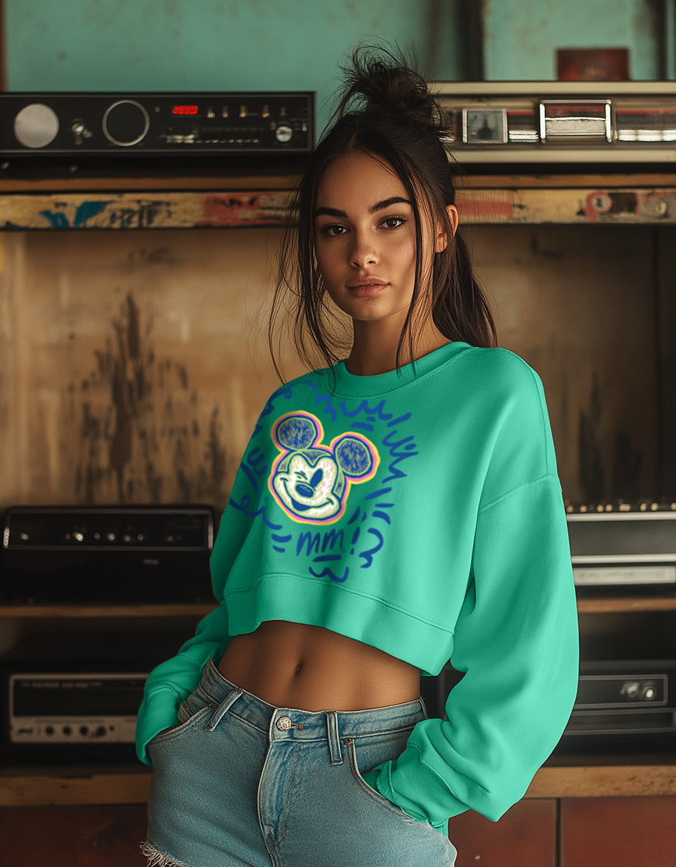 Donald Duck Graphic Printed Green Oversized Sweatshirt