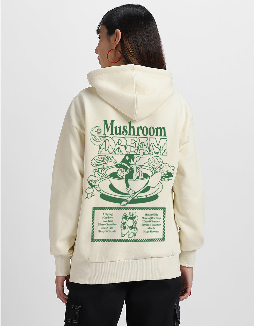 Mushroom Graphic Printed Marshmallow Regular Fit Hoodie