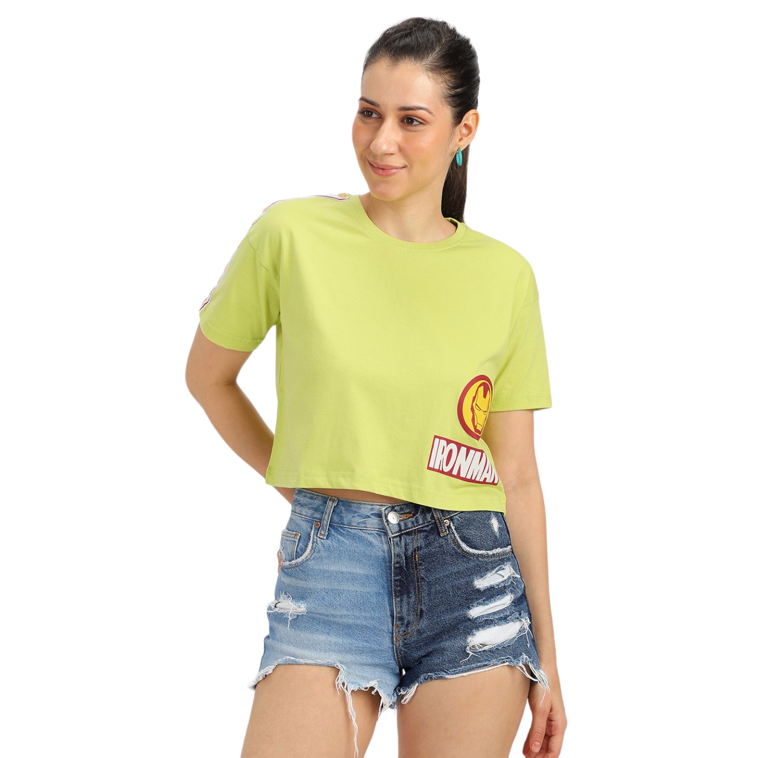 IRONMAN Yellow Graphic Printed Crop-Top