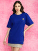 Rock And Roll Royal Blue Oversized Fit Graphic T-Shirt