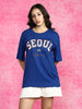 Seoul Royal Blue Oversized Fit Graphic T-Shirt