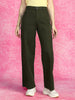 Olive Green Plain 5 Pocket Straight Fit Woven Cargo