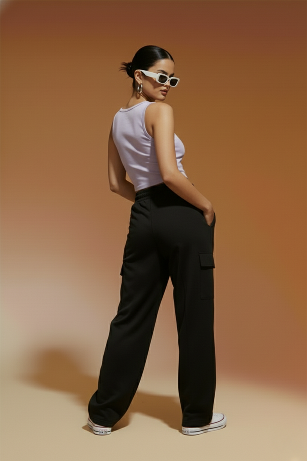 Black Active Wear 4 Pocket Knitted Cargo Jogger