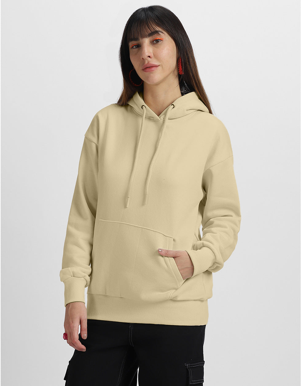 Break Rules Teddy Graphic Printed Beige Regular Fit Hoodie