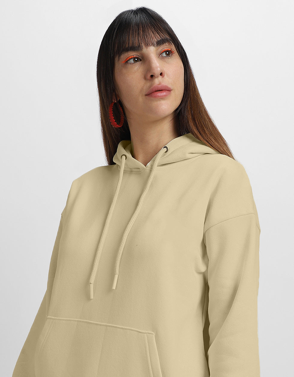 Break Rules Teddy Graphic Printed Beige Regular Fit Hoodie