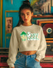 Stay Cool Printed Swan White Oversized Sweatshirt