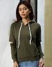 Plain Olive Elbow-Cut Regular Fit Hoodie