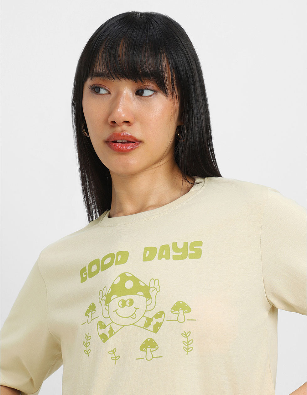 Good Days Swanwhite Graphic Printed Crop-Top