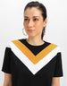 Black Yellow White Graphic Printed Crop-Top