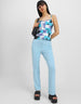 White Shoulder Strap Printed Crop-Top
