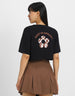 Keep On Smiling Black Graphic Printed Crop-Top