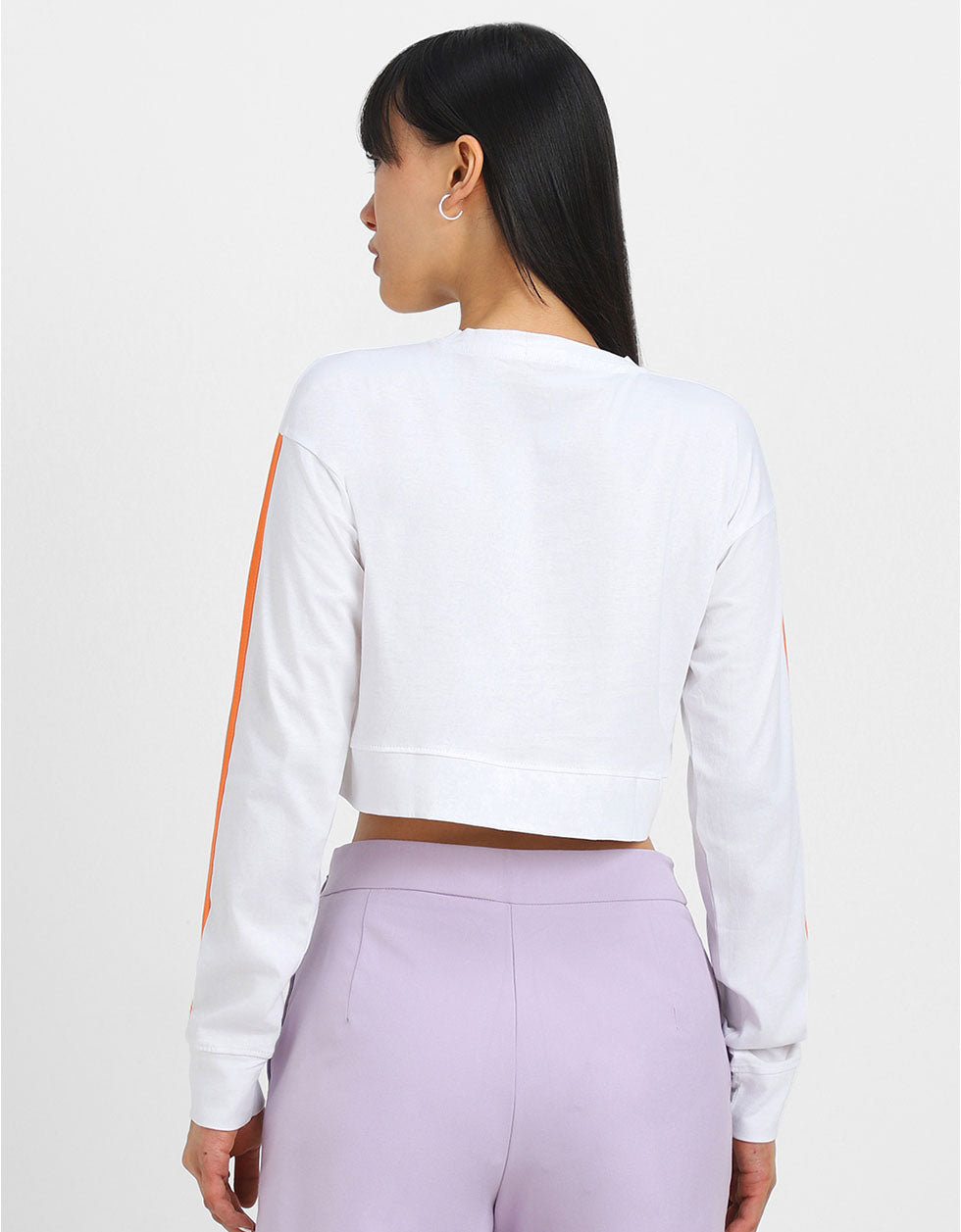 One Day White Graphic Printed Crop-Top