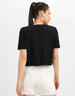 Black Yellow White Graphic Printed Crop-Top