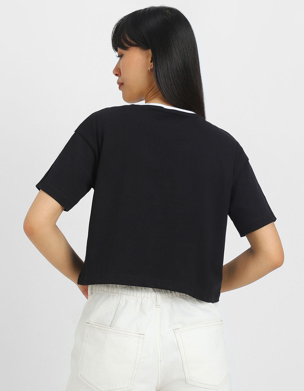 Part Of The Process Black Graphic Printed Crop-Top