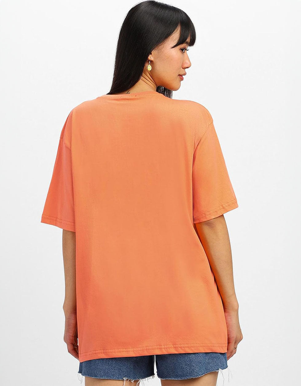 Orange Plain Oversized T-Shirt