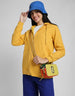 Plain Hooded Regular Fit Yellow Zipper Jacket