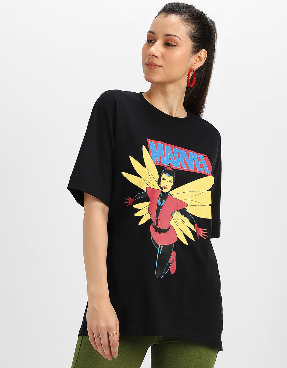 Marvel Black Oversized Fit Graphic T-Shirt