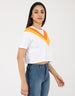 White Orange Yellow Graphic Printed Crop-Top