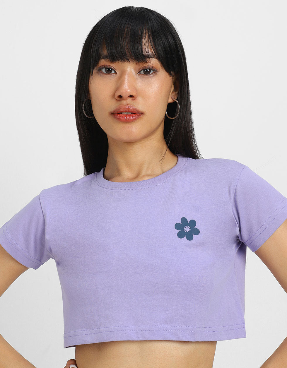 Good Times Lilac Graphic Printed Crop-Top