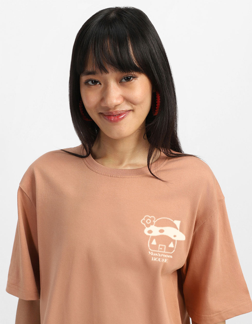 Mushroom Cork White Oversized Fit Graphic T-Shirt