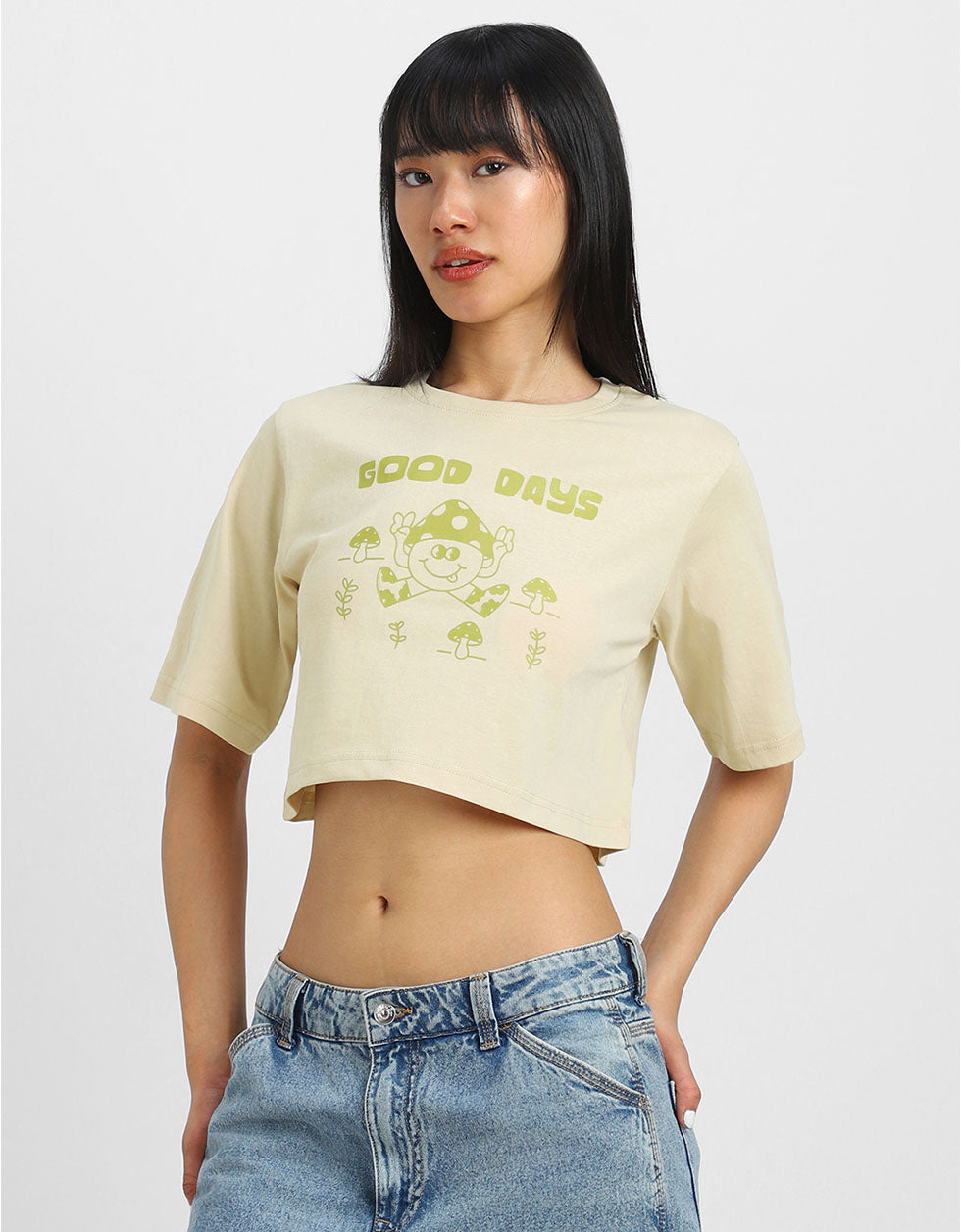 Good Days Swanwhite Graphic Printed Crop-Top
