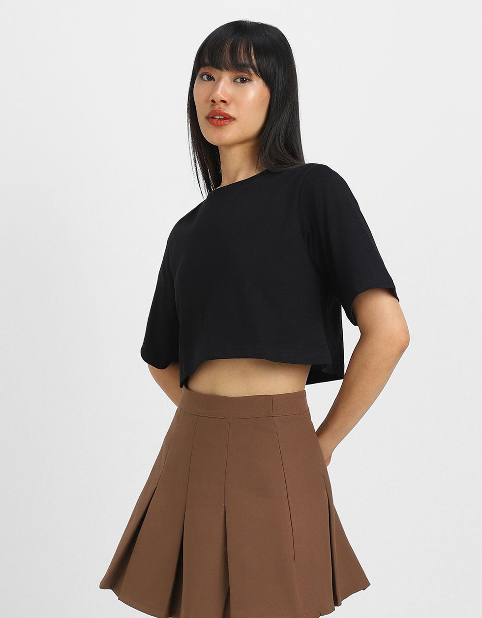 Keep On Smiling Black Graphic Printed Crop-Top