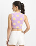 Lilac Floral Printed High Neck Cropped Tank Top