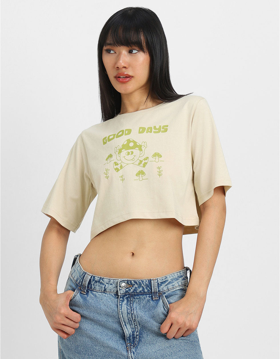 Good Days Swanwhite Graphic Printed Crop-Top