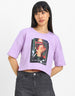 Purple Graphic Printed Oversized Crop Top