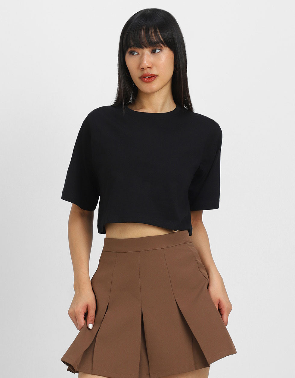 Keep On Smiling Black Graphic Printed Crop-Top