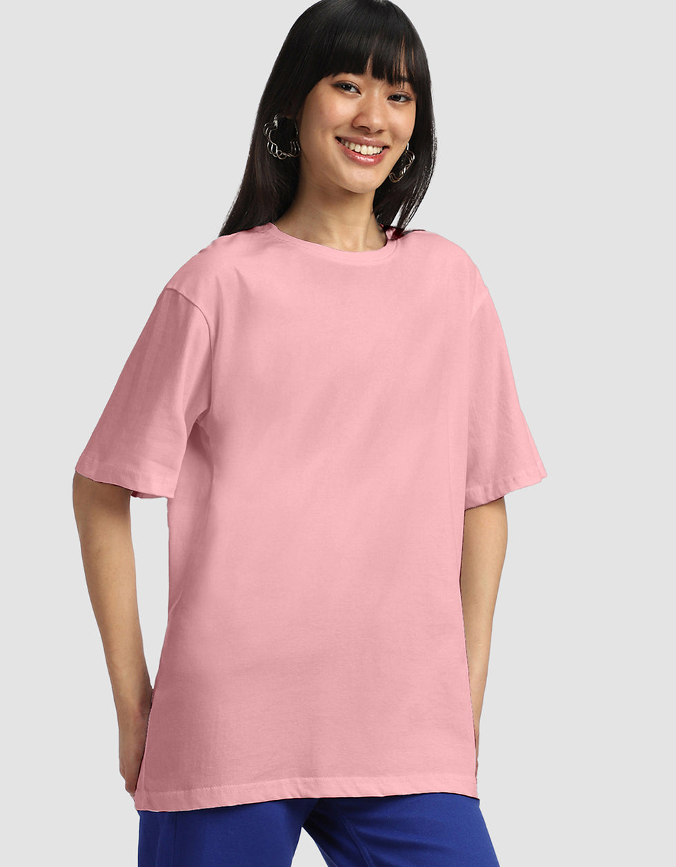 Pink Plain Oversized T-Shirt