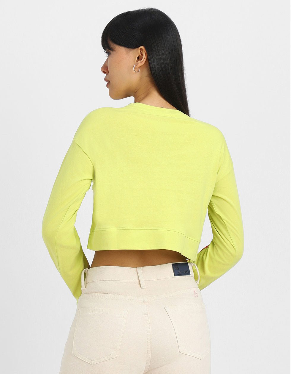 One Day Yellow Graphic Printed Crop-Top