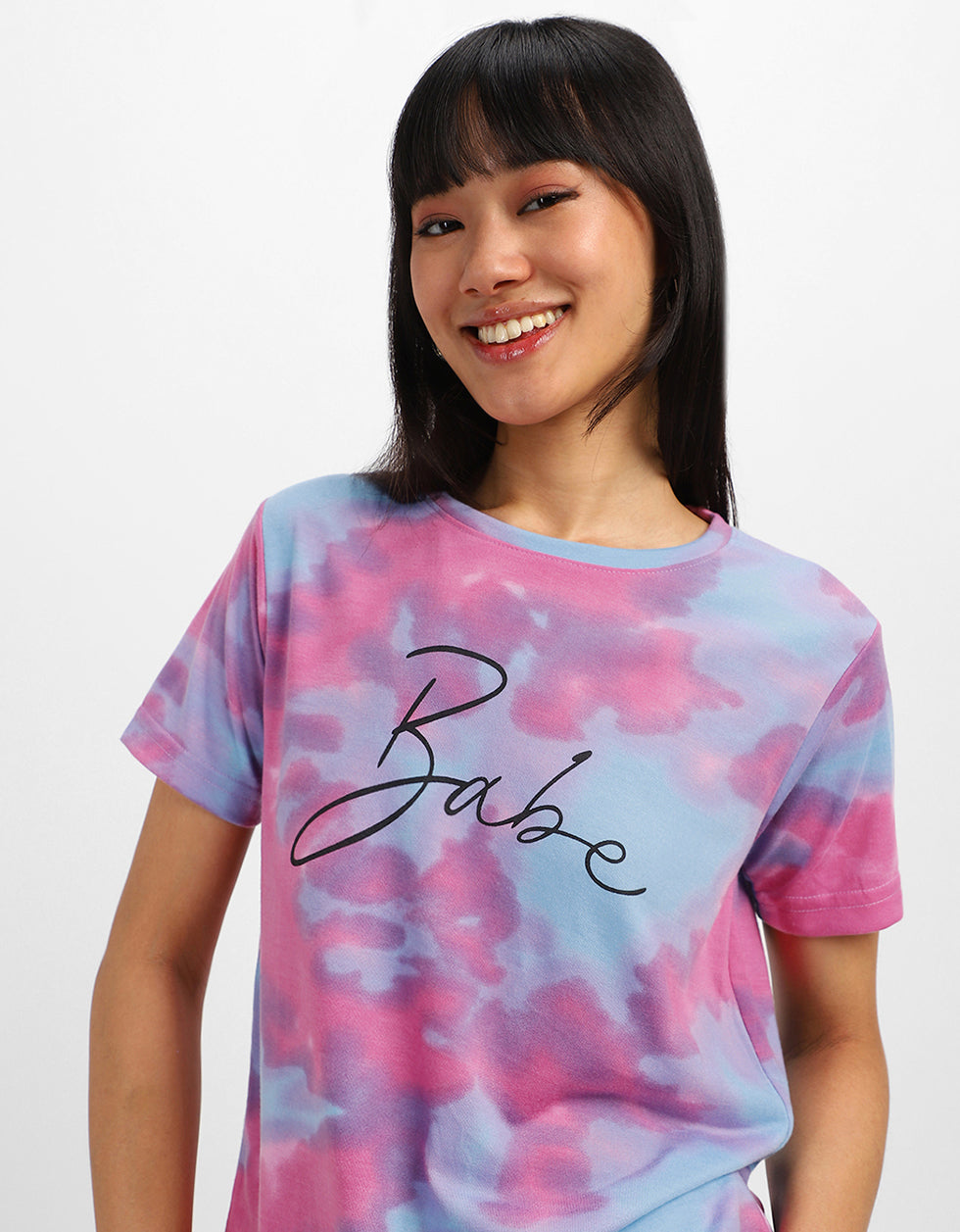 Babe Lilac Regular Fit Graphic T-Shirt