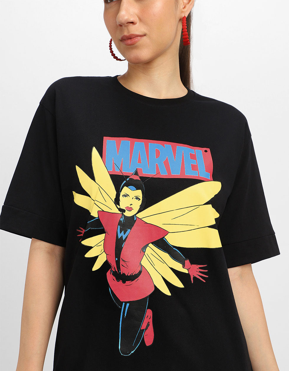 Marvel Black Oversized Fit Graphic T-Shirt