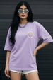 Upside Down Lilac Graphic Printed Oversized T-Shirt