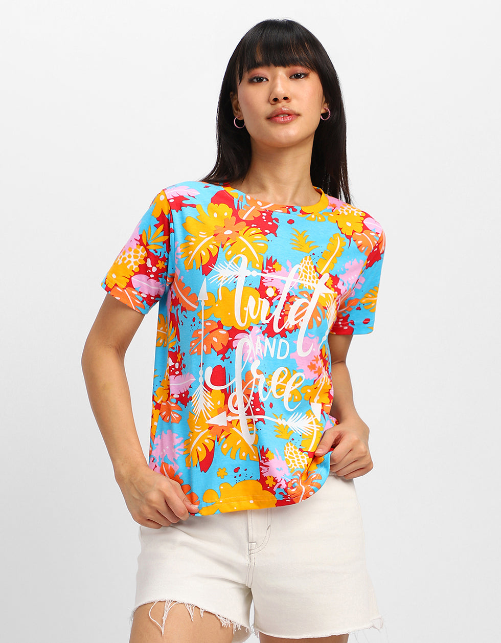 Wild And Free Multicolor Regular Fit Graphic T-Shirt