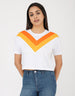 White Orange Yellow Graphic Printed Crop-Top