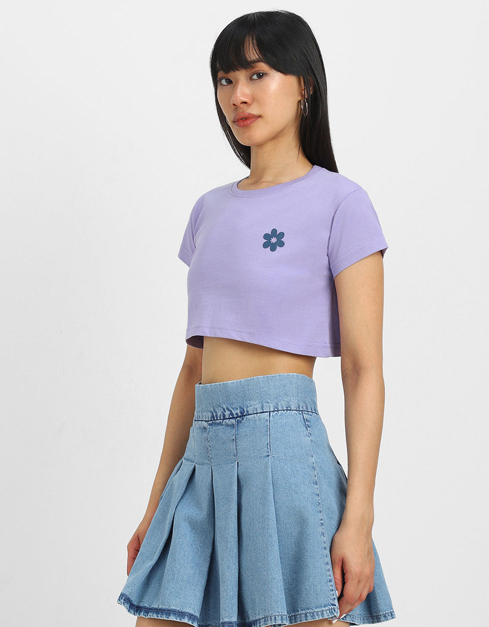 Good Times Lilac Graphic Printed Crop-Top