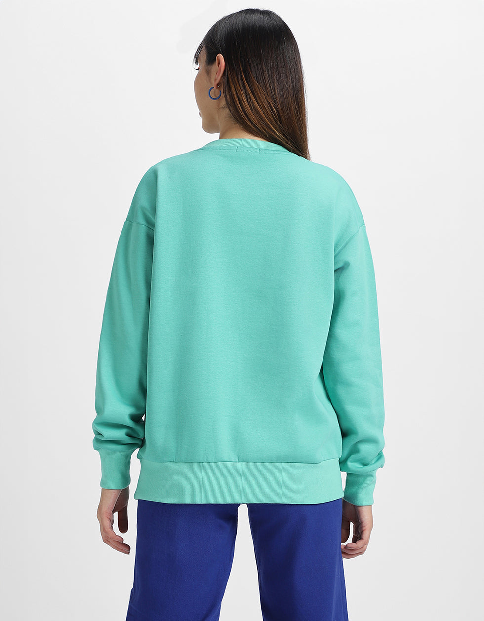Stay Groovy Typographic Printed Oversized Green Sweatshirt