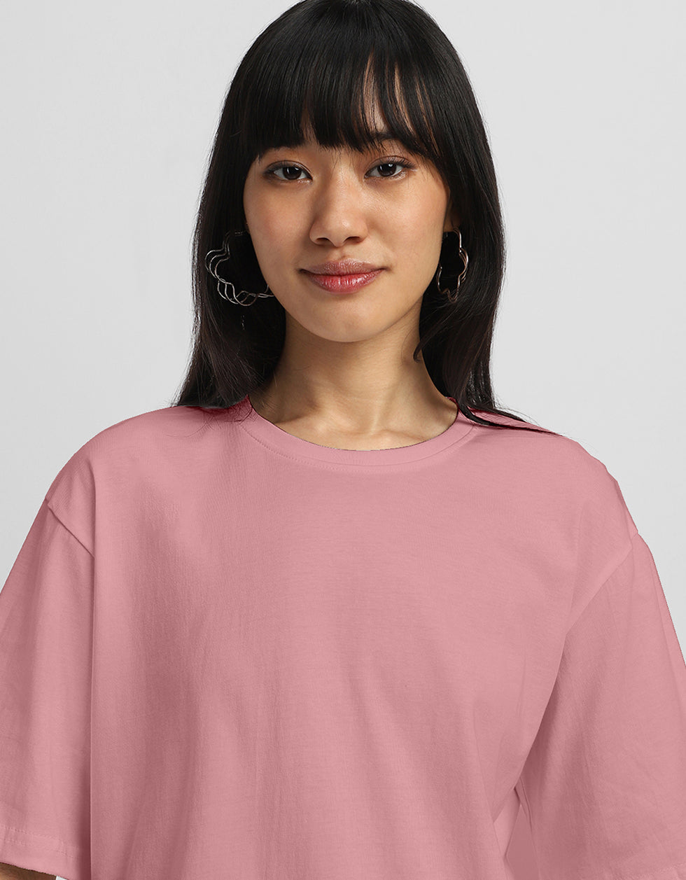 Pink Plain Oversized T-Shirt