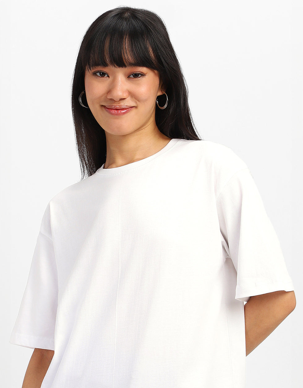 Protect Your Energy White Graphic Printed Oversized T-Shirt